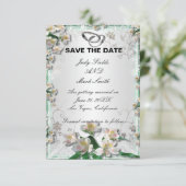 Elegante witte bloemen save the date kaart (Staand voorkant)