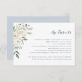 Elegante witte bloemen stoffige blauwe bruiloft de kaart (Voorkant / Achterkant)