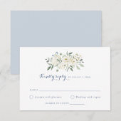 Elegante witte bloemen stoffige blauwe bruiloft RS Kaart (Voorkant / Achterkant)