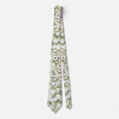 Elegante Witte Bloemen Stropdas (Voorkant)