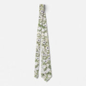 Elegante Witte Bloemen Stropdas (Achterkant)