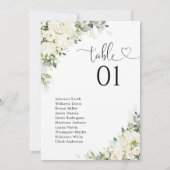 Elegante witte bloemen tafelnummer zitplaatsindeli (Achterkant)