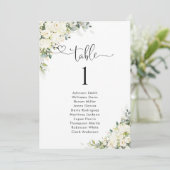 Elegante witte bloemen tafelnummer zitplaatsindeli (Staand voorkant)