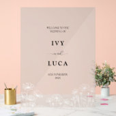 Elegante Witte Bloemen Trouwnamen Acryl Bord (Huwelijk)