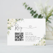 Elegante Witte Bloemen Trouwwebsite QR Code RSVP Kaartje (Staand voorkant)