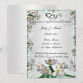 Elegante Witte Bloemen Verlovingsfeestuitnodiging Kaart (Voorkant / Achterkant)