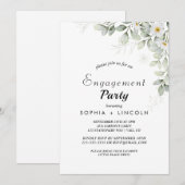 Elegante Witte Bloemen Verlovingsfeestuitnodiging Kaart (Voorkant / Achterkant)