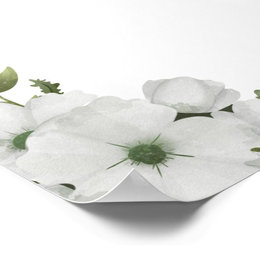 Elegante Witte Bloemen Welkom Trouwbord Poster (Hoek)