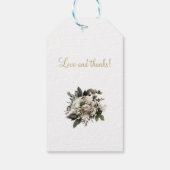 Elegante witte bloemen winter bruiloft dank u cadeaulabel (Achterkant)