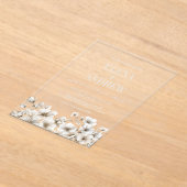 Elegante witte bloemen winterbruiloft acryl uitnodigingen (Laagn)