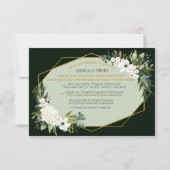 Elegante Witte Bloemen Zwart & Goud Geometrisch RSVP Kaartje (Achterkant)
