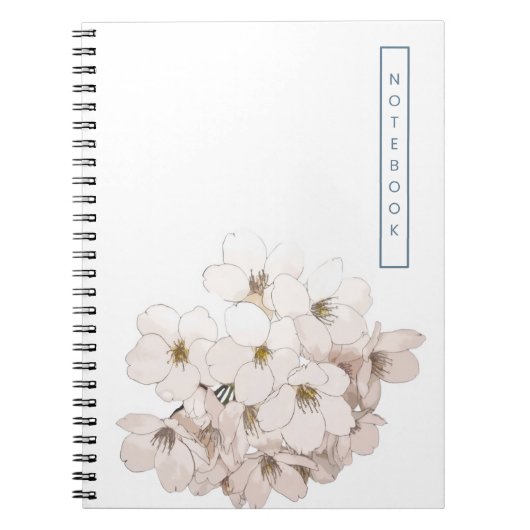 Elegante witte bloemenaquarel notitieboek (Voorkant)