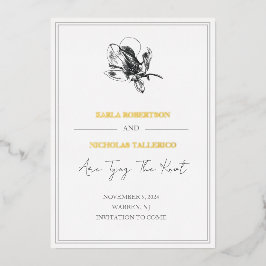 Elegante witte bloemenbewaar de datum Folie Kaart