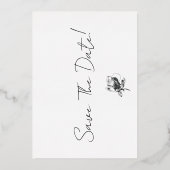 Elegante witte bloemenbewaar de datum Folie Kaart (Achterkant)