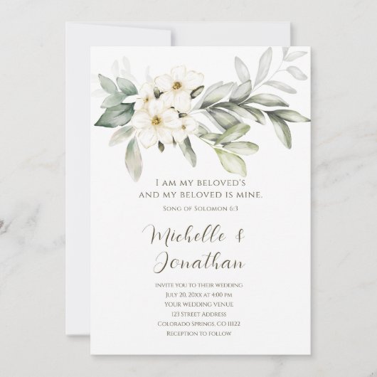 Elegante witte bloemenbijbel vers Christelijke bru Kaart (Voorkant)