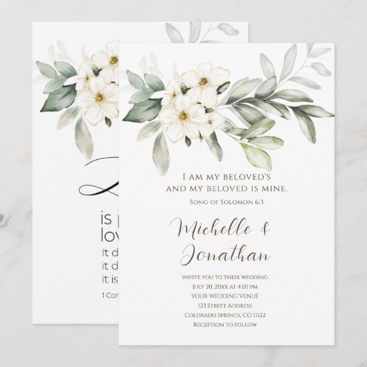 Elegante witte bloemenbijbel vers Christelijke bru Kaart (Voorkant / Achterkant)