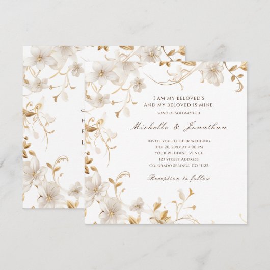 Elegante witte bloemenbijbel vers Christelijke bru Kaart (Voorkant / Achterkant)