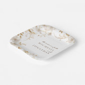 Elegante witte bloemenbijbel vers moderne bruiloft papieren bordje (Gebogen)