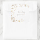 Elegante witte bloemenbijbel vers moderne bruiloft vierkante sticker (Tas)