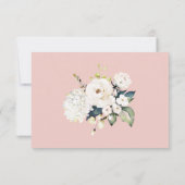 Elegante witte bloemenblush roze bruiloft RSVP (Achterkant)