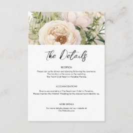 Elegante witte bloemenboeket Waterverf Informatiekaartje