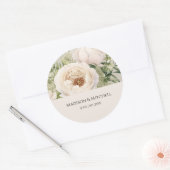 Elegante witte bloemenboeket waterverf  ronde sticker (Envelop)