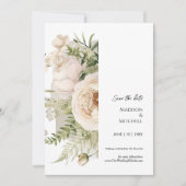 Elegante witte bloemenboeket Waterverf Save The Date (Voorkant)