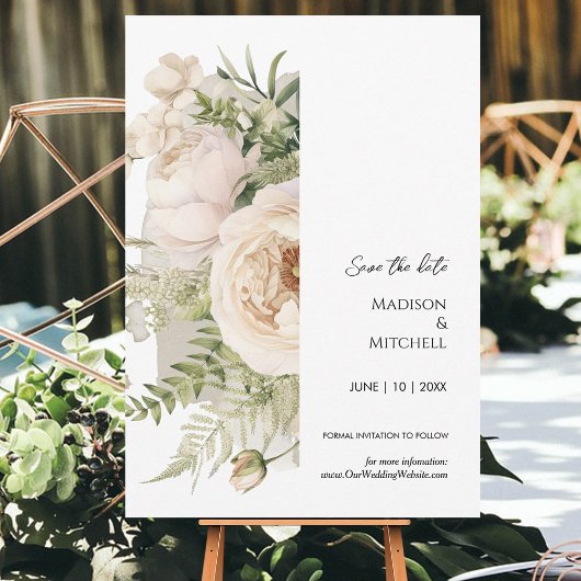 Elegante witte bloemenboeket Waterverf Save The Date
