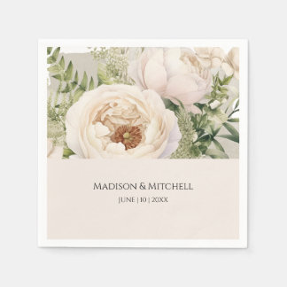 Elegante witte bloemenboeket Waterverf Servet