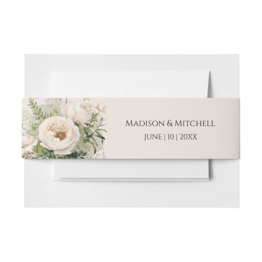 Elegante witte bloemenboeket waterverf  uitnodigingen wikkel (Voorkant Voorbeeld)