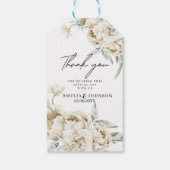 Elegante witte bloemenbruiloft dank u gunst cadeaulabel (Achterkant)