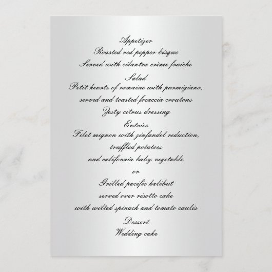 Elegante witte bloemenbruiloft Menu Kaart (Achterkant)