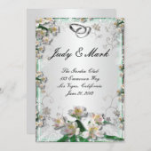 Elegante witte bloemenbruiloft Menu Kaart (Voorkant / Achterkant)