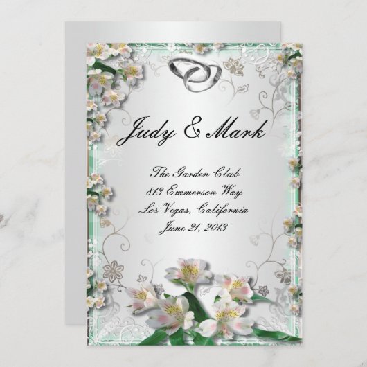 Elegante witte bloemenbruiloft Menu Kaart (Voorkant / Achterkant)