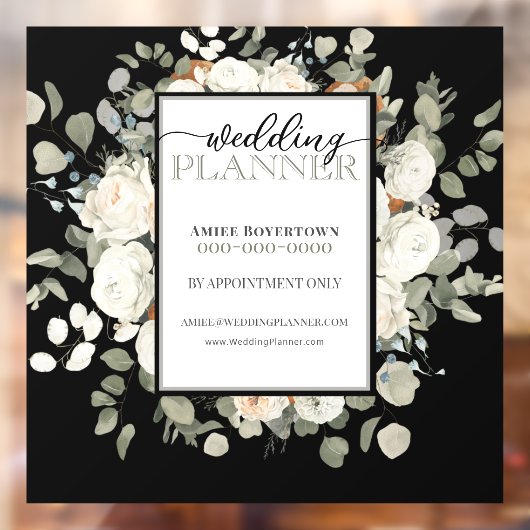 Elegante witte bloemenbruiloft planner raambekledi raamsticker (Vel 2)
