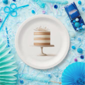 Elegante witte bloemencake voor bruidsdouche papieren bordje (Feest)