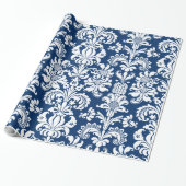 Elegante witte bloemendamast blauwe achtergrond wr cadeaupapier (Uitgerold)
