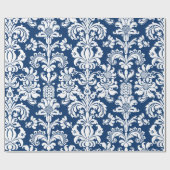 Elegante witte bloemendamast blauwe achtergrond wr cadeaupapier (Vlak)