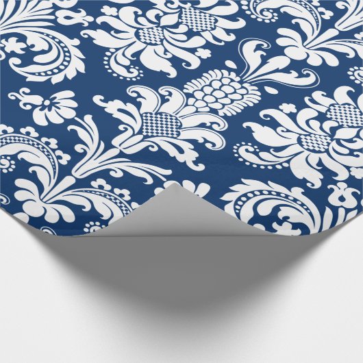 Elegante witte bloemendamast blauwe achtergrond wr cadeaupapier (Hoek)