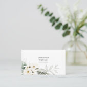 Elegante witte bloemenevenementenplanner QR-code Visitekaartje (Staand voorkant)