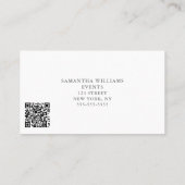 Elegante witte bloemenevenementenplanner QR-code Visitekaartje (Achterkant)