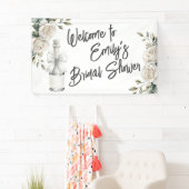 Elegante witte bloemenge brunch- en bubbels-banner spandoek (Insitu)