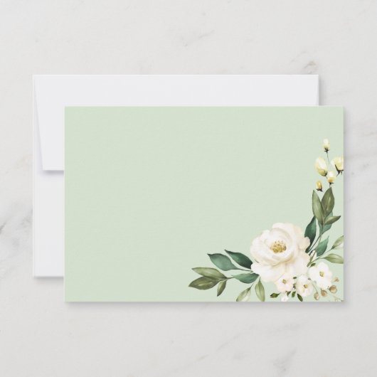 Elegante witte bloemengeometrische bruiloft RSVP-K RSVP Kaartje (Achterkant)