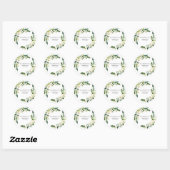 Elegante witte bloemengroen bruiloft dank u ronde sticker (Vel)