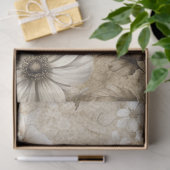 Elegante witte bloemengrunge ontkoppelingspapier tissuepapier (Geschenk)