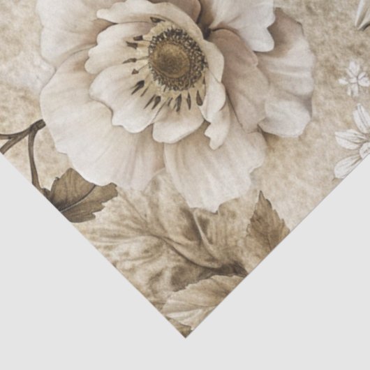 Elegante witte bloemengrunge ontkoppelingspapier tissuepapier (Detail)