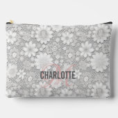 Elegante witte bloemenkant patroon monogram naam etui (Voorkant)