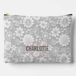 Elegante witte bloemenkant patroon monogram naam etui