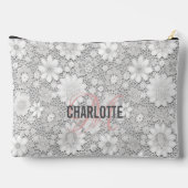 Elegante witte bloemenkant patroon monogram naam etui (Achterkant)