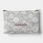 Elegante witte bloemenkant patroon monogram naam etui (Achterkant)